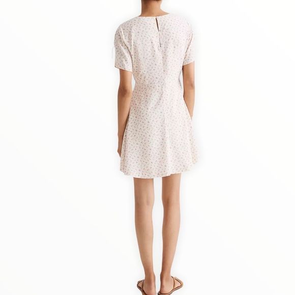 Madewell Tie-Sleeve Retro Dress in Dutch Dandelion Cream Micro Floral size 8 - Picture 2 of 15